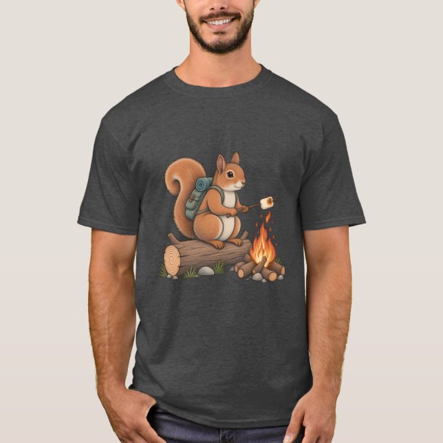 Camiseta de algodón Heather oscura con ardilla de  (Anverso)