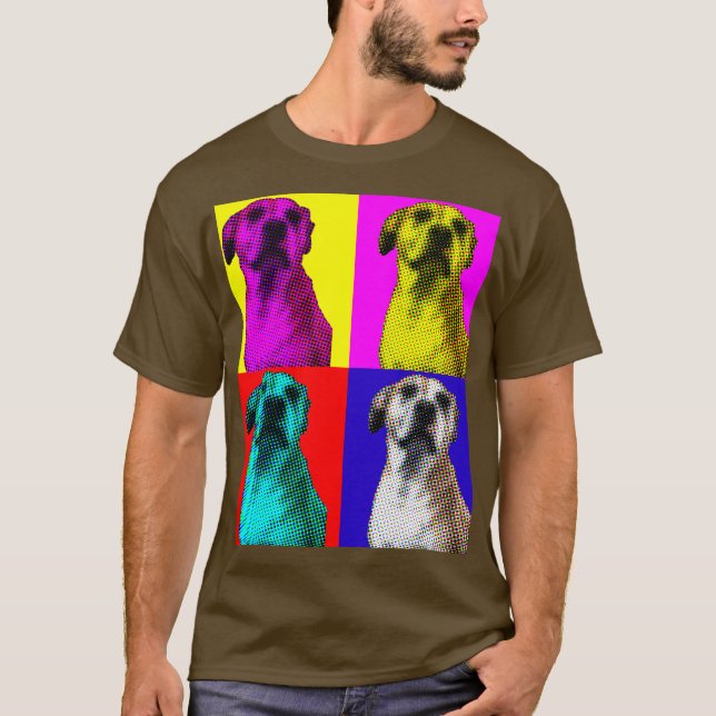 camiseta de algodón perro pop art (Anverso)
