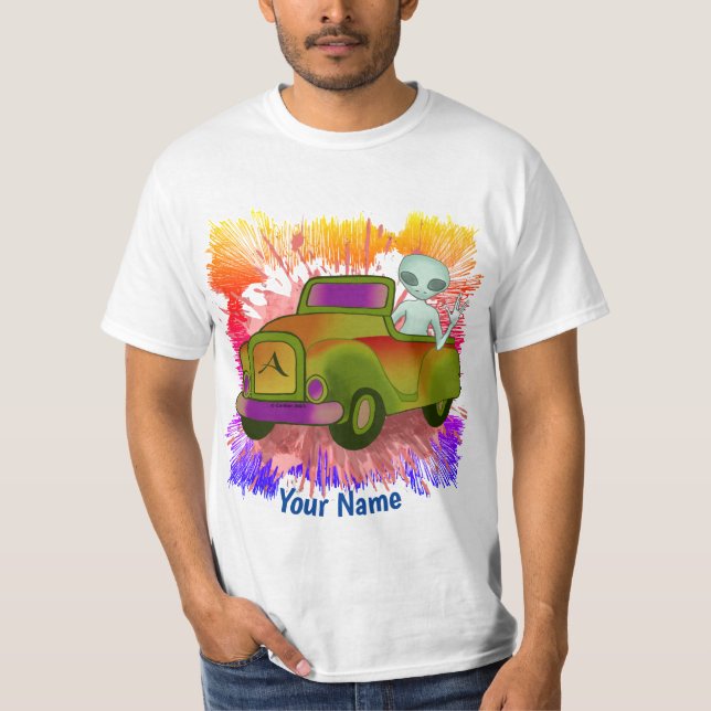 Camiseta de Alien Conduciendo Coche (Anverso)
