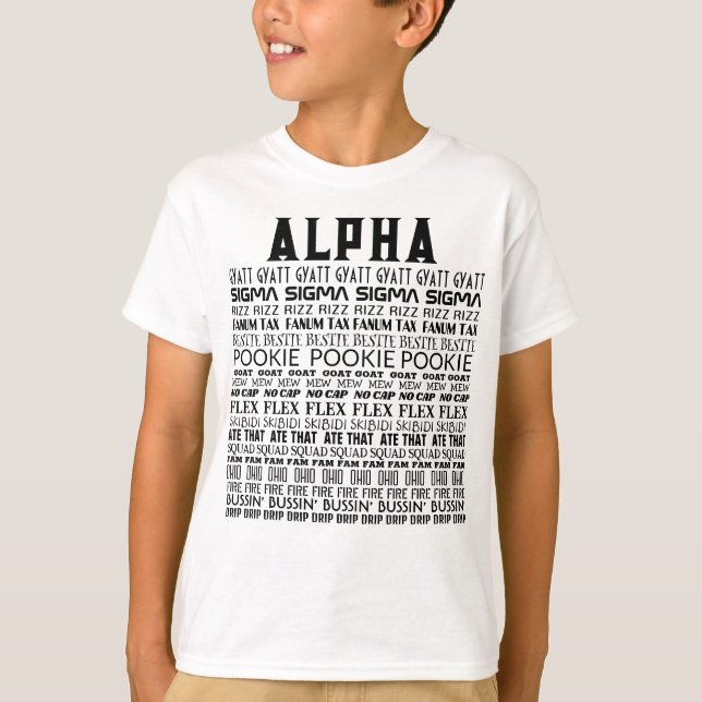 CAMISETA DE ALPHA GYATT SIGMA PARA NIÑOS (Anverso)