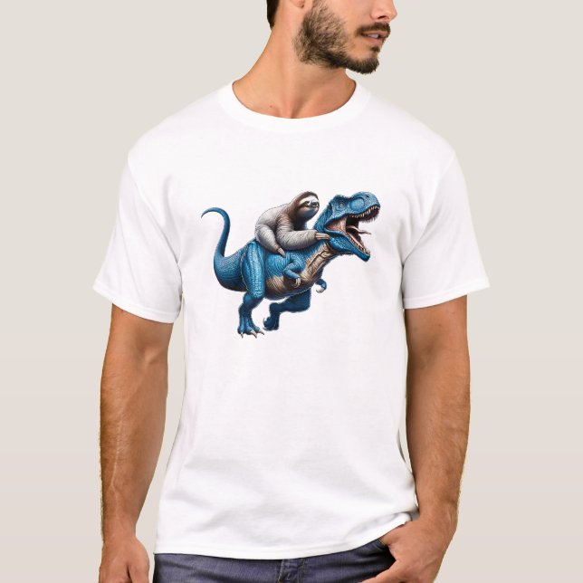 Camiseta de amante de dinosaurios T-Rex montando p (Anverso)