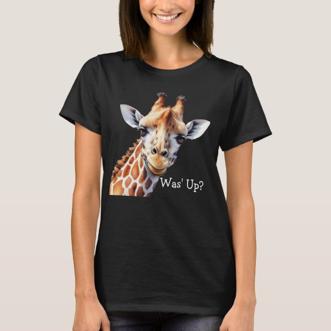 Camiseta de amante de jirafas divertida, ¿Qué pasa (Anverso)
