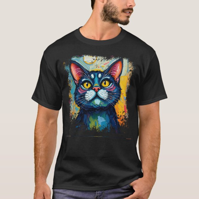 Camiseta de amante del gato - abstracción de obras (Anverso)