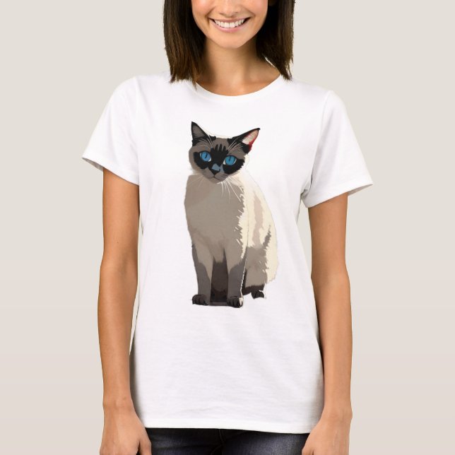 Camiseta de amante del gato siamesa Art Blue Eyed  (Anverso)