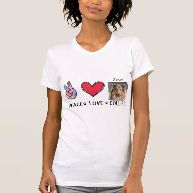 Camiseta de Amantes de Collies Paz Amor (Anverso)