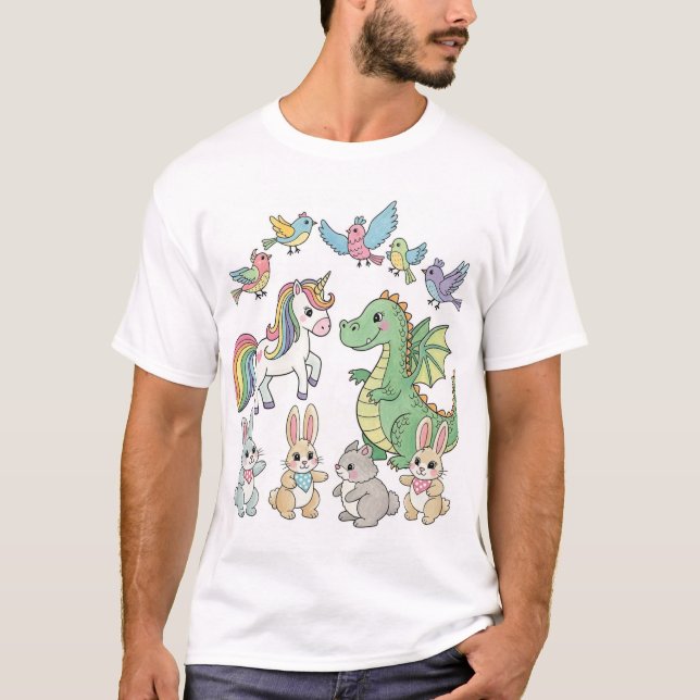 Camiseta de amigos de animales de fantasía lindos (Anverso)