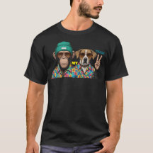 Camiseta de amigos divertidos | Mono genial y perr