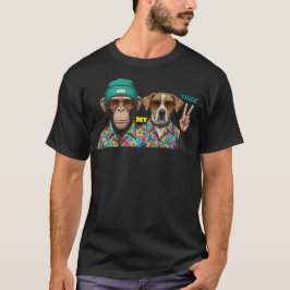 Camiseta de amigos divertidos | Mono genial y perr