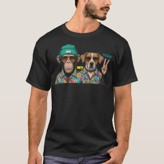 Camiseta de amigos divertidos | Mono genial y perr