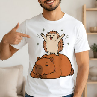 Camiseta de amigos inseparables de capibara y eriz