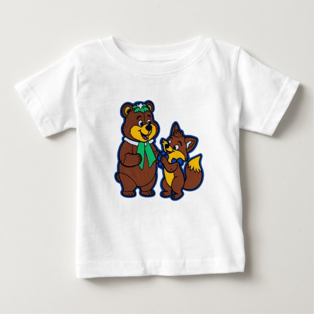 Camiseta de amigos Personalizados Cute Bear y Fox (Anverso)