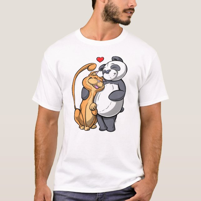Camiseta de amor Cat y Panda (Anverso)