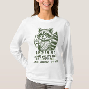 Camiseta de amor de café helado de mapache lindo