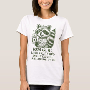 Camiseta de amor de café helado de mapache lindo
