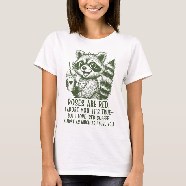 Camiseta de amor de café helado de mapache lindo (Anverso)