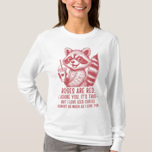 Camiseta de amor de café helado de mapache lindo