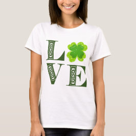 Camiseta de amor de trébol de trébol verde irlandé