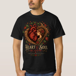 Camiseta de amor floral romántico Heart & Soul Blo