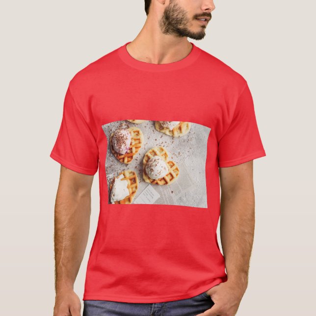 Camiseta de amor por waffles y helado (Anverso)