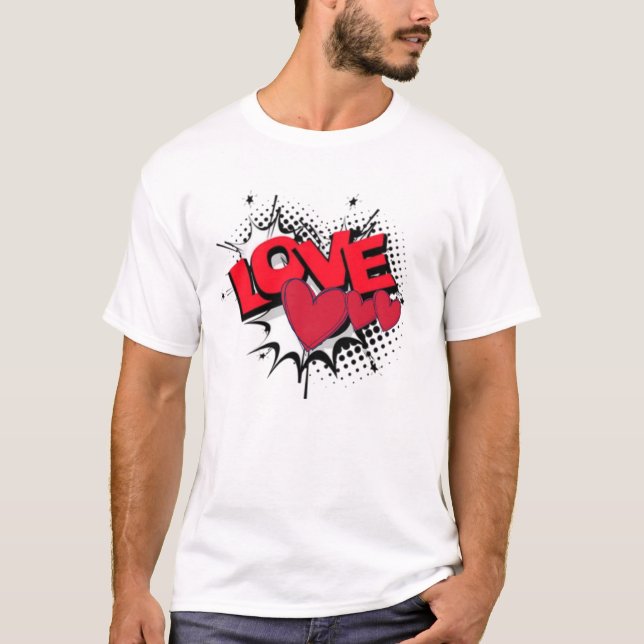 Camiseta de amor y corazones rojos (Anverso)