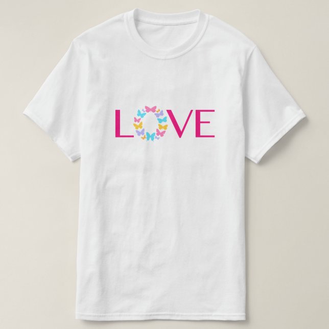 Camiseta de amor y mariposas (Diseño del anverso)