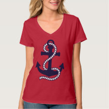 Camiseta de ancla azul marino y blanca