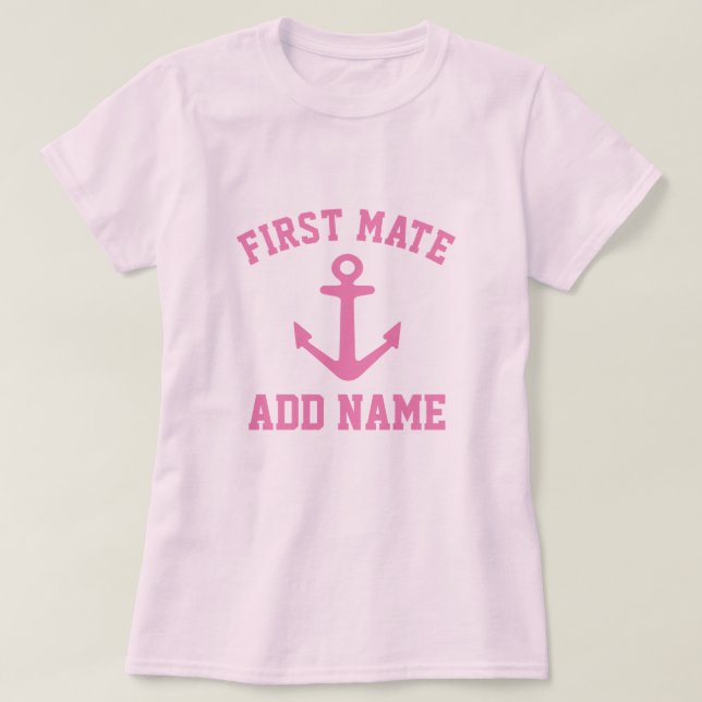 Camiseta de anclaje rosa de primer mate para mujer (Diseño del anverso)
