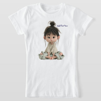 Camiseta de Anime de Chica con Moño Desordenado Ad