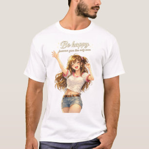 Camiseta de Anime de Chica Lindo y Feliz