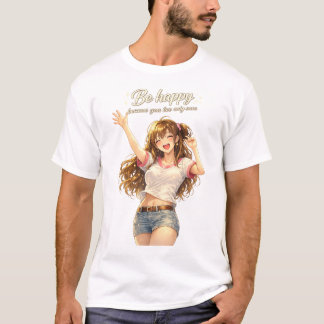 Camiseta de Anime de Chica Lindo y Feliz