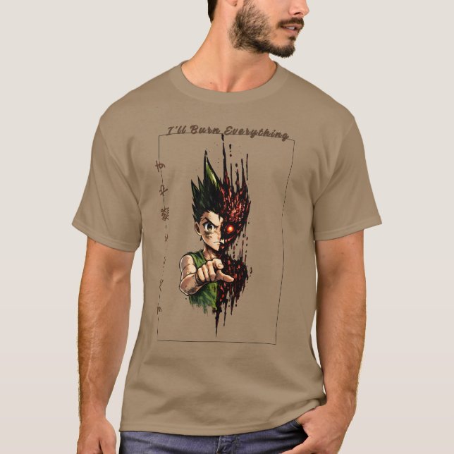 Camiseta de Anime Gon Freecss Quemaré Todo (Anverso)