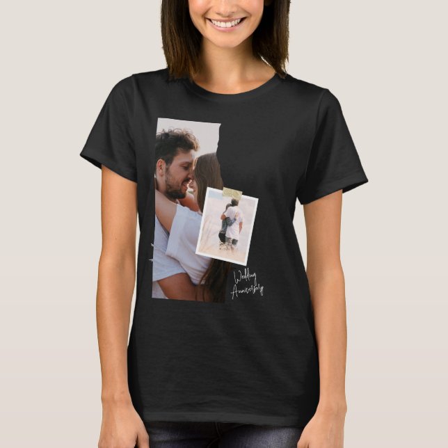 Camiseta de aniversario de Boda de papel blanco y  (Anverso)