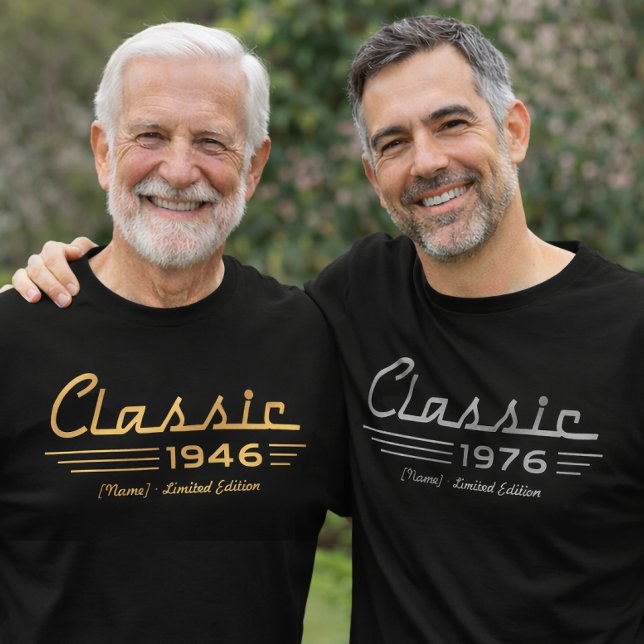 Camiseta de año de nacimiento personalizada, estil (Custom Birth Year Shirt, Classic Car Style Vintage T-Shirt, Personalized Gift for Any Age)
