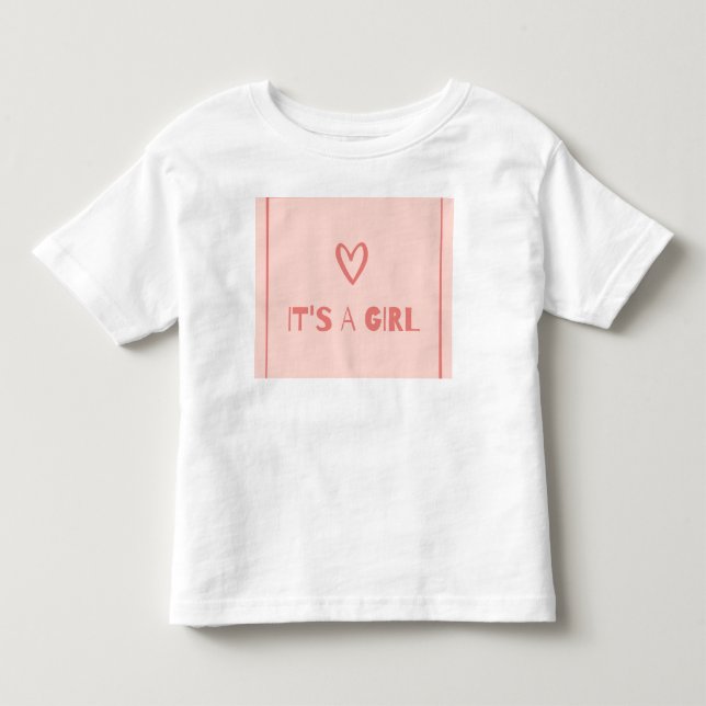 Camiseta de Anuncio de Bebé Es una Niña Rosa Lindo (Anverso)