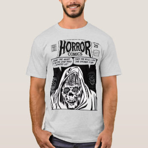 Camiseta de anuncio de cómics de terror de los 60