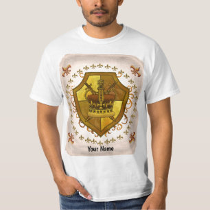 Camiseta de apellido con corona de escudo de famil