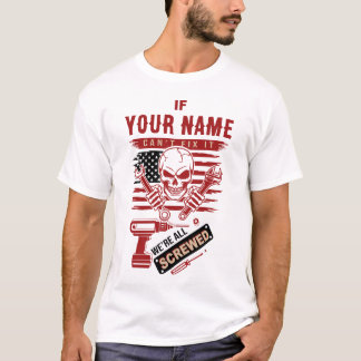 Camiseta de apellido, cráneo de mecánico de repara