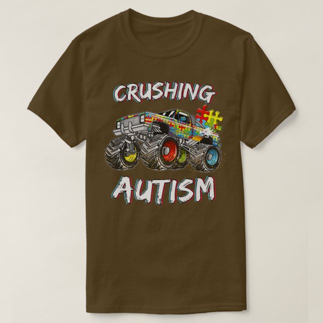 Camiseta de aplastamiento de autismo Camión monstr (Diseño del anverso)