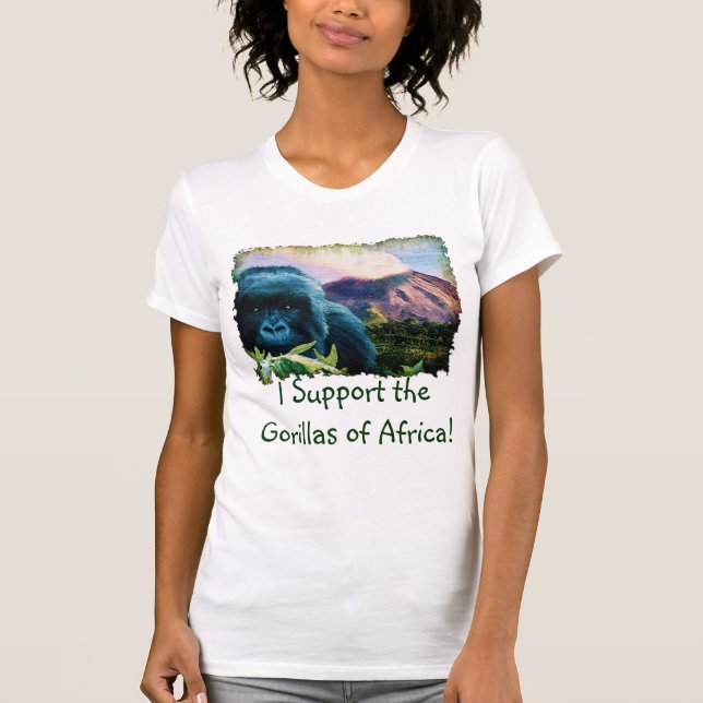 Camiseta de apoyo a los simios volcánicos y gorila (Anverso)