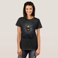 Camiseta de araña artística colorida en telaraña