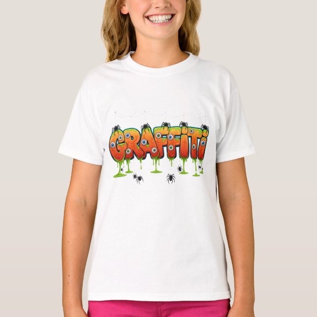 Camiseta de araña de graffiti - Edgy Streetwear Te (Anverso)