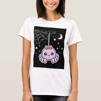 Camiseta de araña linda en telaraña brillante