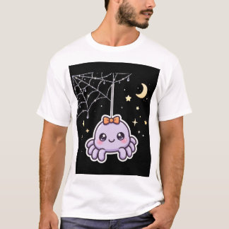 Camiseta de araña linda en telaraña brillante