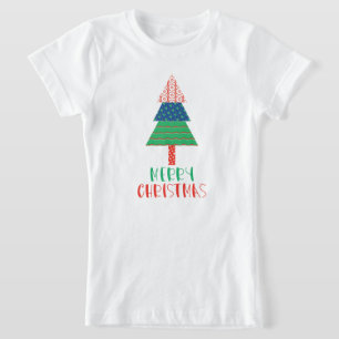 Camiseta de árbol de Navidad con patchwork colorid