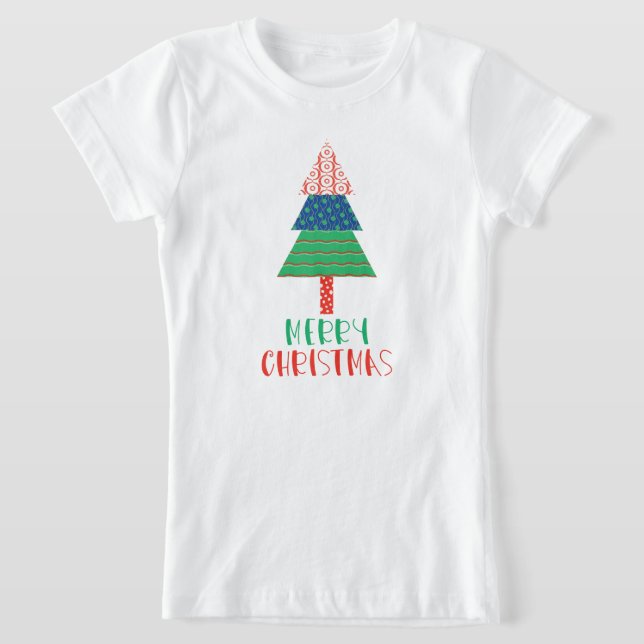 Camiseta de árbol de Navidad con patchwork colorid (Distribución)