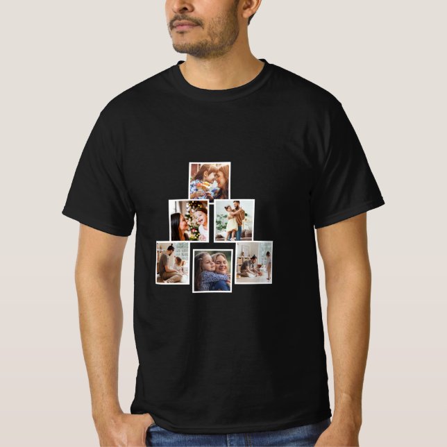 Camiseta de árbol de Navidad de Collage de fotos m (Anverso)
