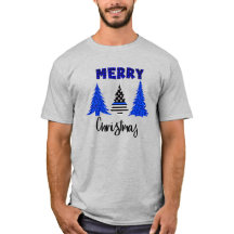 Camiseta de árbol de Navidad delgada de la línea a