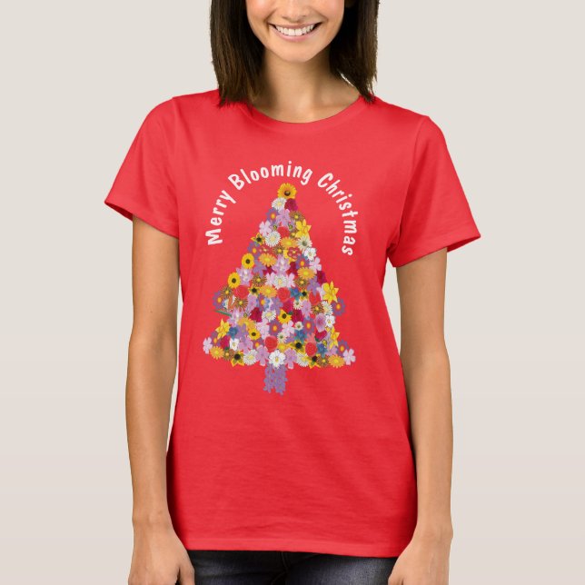 Camiseta de árbol de Navidad en flor de moro (Anverso)