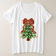 Camiseta de árbol de Navidad festivo y lazo