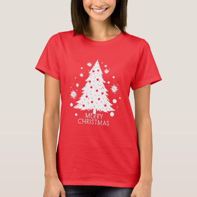 Camiseta de árbol de Navidad nevada (Anverso)